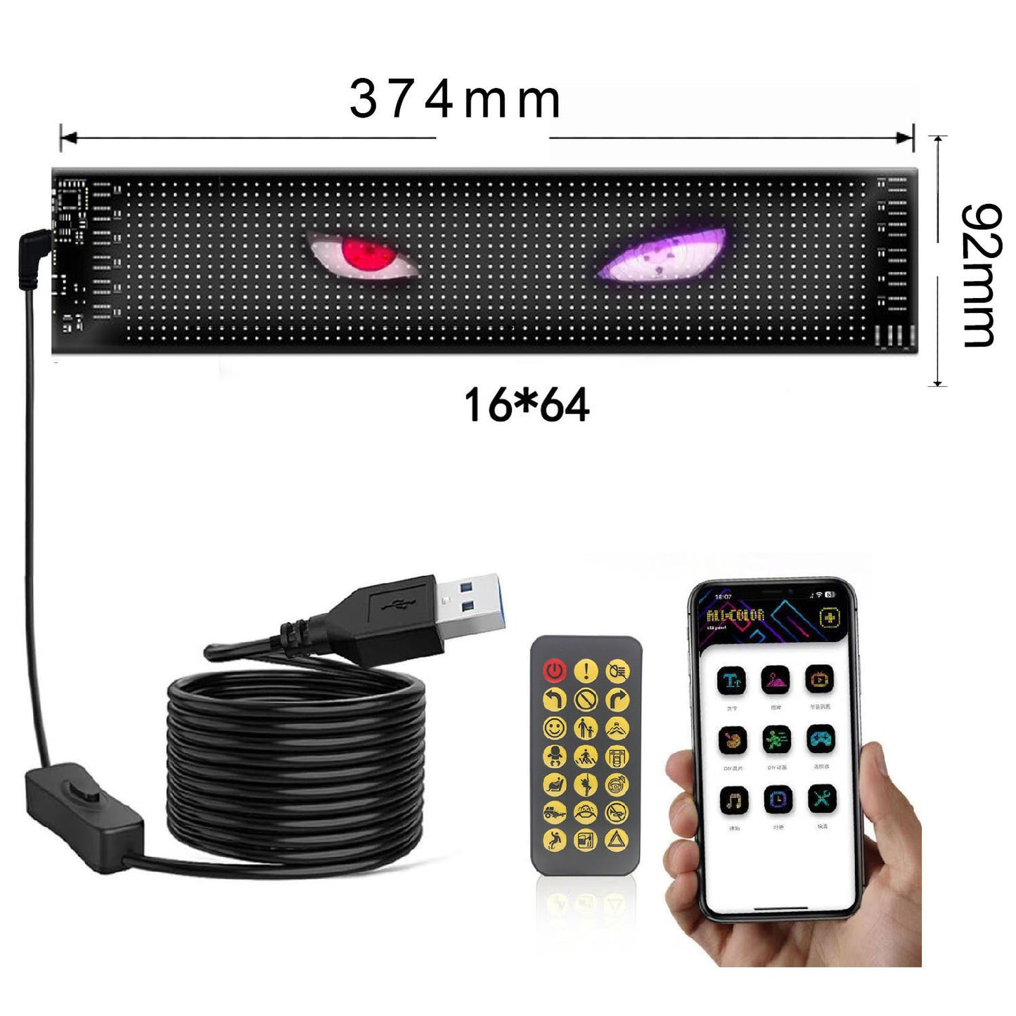 New Usb Car Flexible Bluetooth Smart Screen Window Door Full Color